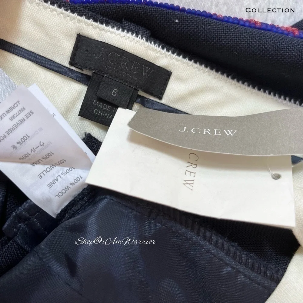 J.Crew Collection NWT beaded side stripe navy tuxedo ankle pant *shop@iamwarrior